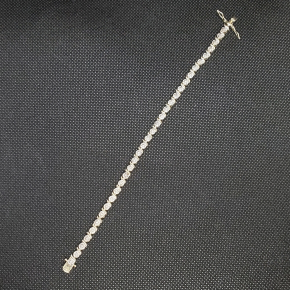 Gold vermeil sterling silver tennis bracelet 7.5 - Picture 2 of 6